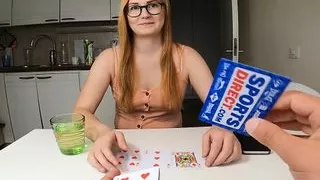 Bored REDHEAD stepsister playing BLACKJACK with STEPBROTHER
