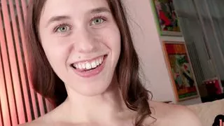 POV amateur HJ and BJ teen rides BFs dick while talks nasty