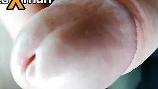 Close-up of my glans releasing the first drop of precum - SoloXman