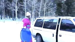 Petite teen masturbates on a cold snowy day