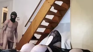 Condom ripped in a hard fucking gang bang