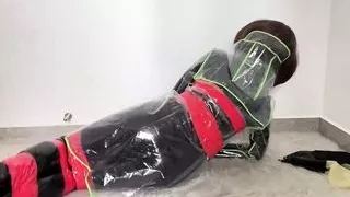 NANA   Latex hood and self bondage and10 vibrator orgasm