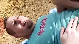 gives a blowjob and fucks Terry Reid in the dunes