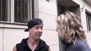 Couple with sexy blonde eager for black cock fucking in