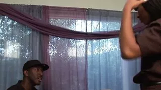 Ebony skin Imani sucks and fucks big black cock