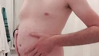 Extreme long Anal Dildo insertion deep Shower Enema oily Belly Inflation