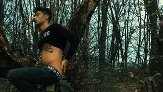 Middle eastern twink Belly air inflation till jeans are too tight Outdoor