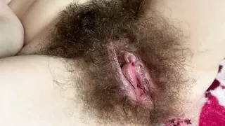 Double dripping wet orgasm hairy pussy big clit  60 fps hd closeup