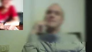 Caught colleague secretly jerking off during online work meeting and joined him masturbating our cocks to big cumshots