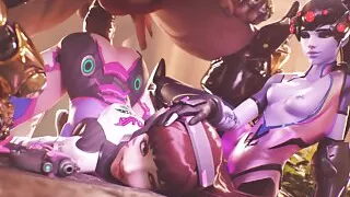 Overwatch - Dva & Widowmaker Orgasmic Doggy With Massive Cumshot (Sound)