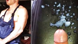 A Russian MECHANIC repairs a MOTORCYCLE in the garage and gets excited and FUCKS a silicone ass