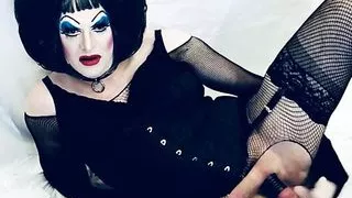 Heavy Makeup Whore Fucks Herself HARD with Dildo on cam