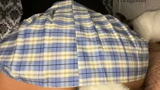 Kitty girl with plug anal play with his pillow