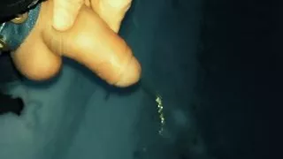 Middle eastern twink piss on the frozen lake - thick cock