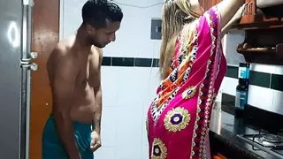 I surprise this horny blonde while she cleans and I eat her pussy