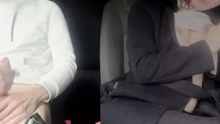 First dogging. The cuckold husband watches how his wife sucks stranger's dick