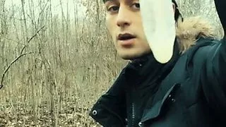 Middle eastern guy swallows cum from found friends condom and then big cums on that condom