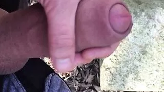 Uncut thick cock cumshot with almost no pulling back and forth foreskin outside