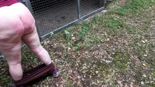 Ass flogging at public barn