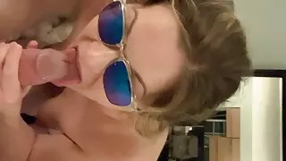 Blonde MILF sucking cock - wedding ring visible