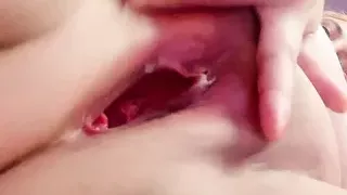 Beautiful chubby girl squirting and punishing  her pink tight pussy with vibrator till she cum so hard