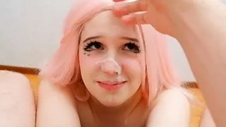 Cum on face of a beautiful girlfriend