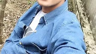 Cum fart outdoor - pushing out cum