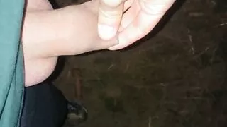 Foreskin filling with piss like ballon - night forest uncut piss