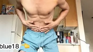 Hot 18 year old twink having a good time in the kitchen with huge hairy cock