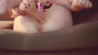 cute little geek double fucking herself