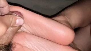 Stepbro sneaks into Stepsister's room to cum on her soft soles