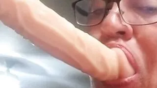 Jarmus deepthroats a dildo