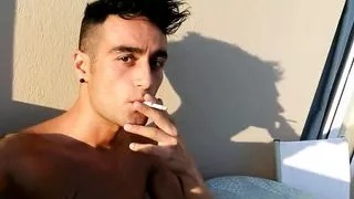 Freeballing smoking on terrace public