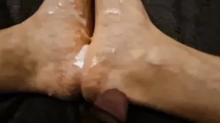 Huge load of cum on my feet !!