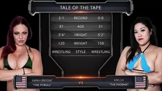 Kim Chi vs Sarah Brooke - Sarah Looking For Victory So She Can Deliver A Strap On Pussy Fuck