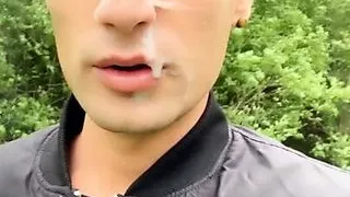 Walking outdoor with cum on face - cum walk and jerk off with cum covered face