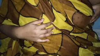 Neighbor aunty is wearing saree without blouse & big breasts