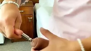 Sounding twink cock with really HUGE dilator