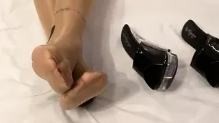 High Heel Mules and Nylon Feet