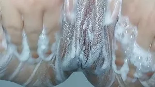 washing my dirty pussy with soap in the bath