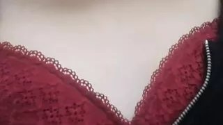 Close up home striptease and masturbation