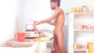 Hot boy Rajeshplayboy993 Cooking video part 2. Fingering in the ass, masturbating big nice cock