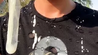 Sperma von schwarzen Hetero-Freunden essen Benutztes Kondom, das ich nach seinem Fick gefunden habe