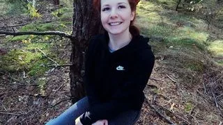 unexpected blowjob on a walk in the woods