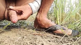 Big cock cumshot in outdoor, Cumming cock