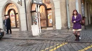 Picked up granny in stockings rides his big cock