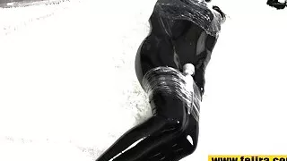 Fejira com Latex lesbian puppy train bondage orgasm