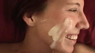 Hot Brunette showing her natural tits in bed fucking hardcore