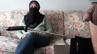 Egyptian wife humiliates husband and bought a fucking machine - REAL ARAB CUCKOLD COUPLE