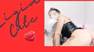 Ligia showing her whole petite body and playing with toys online, excited after do some vids